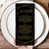 Luxury Geometric Black Tie Wedding Dinner Menükarte