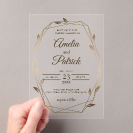 Luxury Geometric Botanical Gold Wedding  Acryleinladungen
