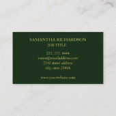 Luxury Geometric Emerald und Gold Beruflich Visitenkarte (Rückseite)