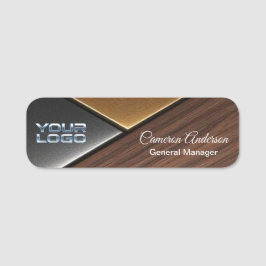 Luxury Geometric Wood Metal Name Tag Namensschild