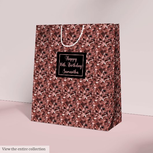 Luxury Gift Bag Rose Gold and Black Party Style Mittlere Geschenktüte
