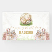 Luxury Girl Birthday Pink Gold Soccer Banner (Horizontal)
