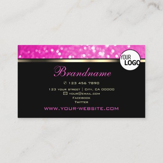 Luxury Girly Pink Sparkle Glitzer und Logo Noble Visitenkarte (Rückseite)