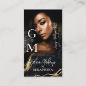 Luxury Glam Beauty Makeup Artist Black Gold Agate Visitenkarte (Vorderseite)