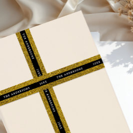 Luxury Glam Black And Gold Sparkle Glitter Typo Satinband