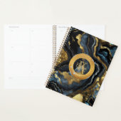 Luxury Glam Black Blue Gold Agate Marble Monogram Planer (Anzeige)