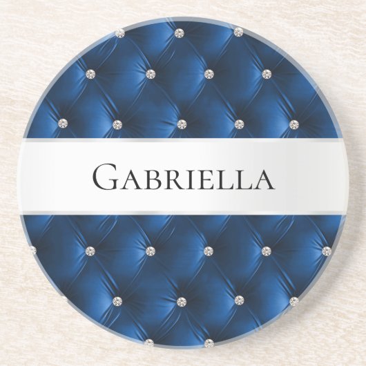 Luxury Glam Blue Imitats Velvet Getränkeuntersetzer (Vorne)