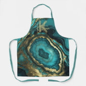 Luxury Glam Chic Teal Turquoise & Gold Agate Geode Schürze (Vorderseite)