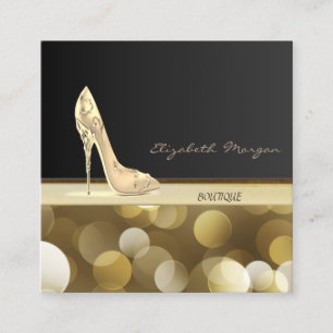 Luxury Glam Elegant, Bokeh, Heel Quadratische Visitenkarte