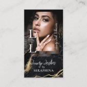 Luxury Glam Eye Lashes Extensions Black Gold Agate Visitenkarte (Vorderseite)