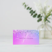 Luxury Glam Monogram Lila Visitenkarte (Stehend Vorderseite)