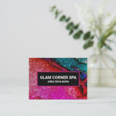 *~* Luxury Glam Rainbow QR Glitzer Glitz Beauty Visitenkarte (Stehend Vorderseite)
