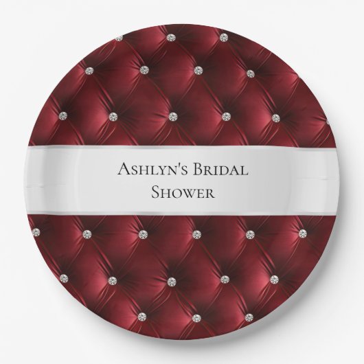 Luxury Glam Red Imitats Velvet Pappteller (Vorderseite)