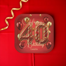 Luxury Glam Red und Gold 40. Geburtstagsfeier