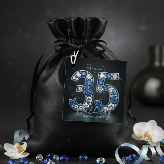 Luxury Glam Sapphire und Diamond 35. Geburtstag Geschenkanhänger