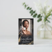 Luxury Glam Skincare Esthetician Black Gold Agate Visitenkarte (Stehend Vorderseite)
