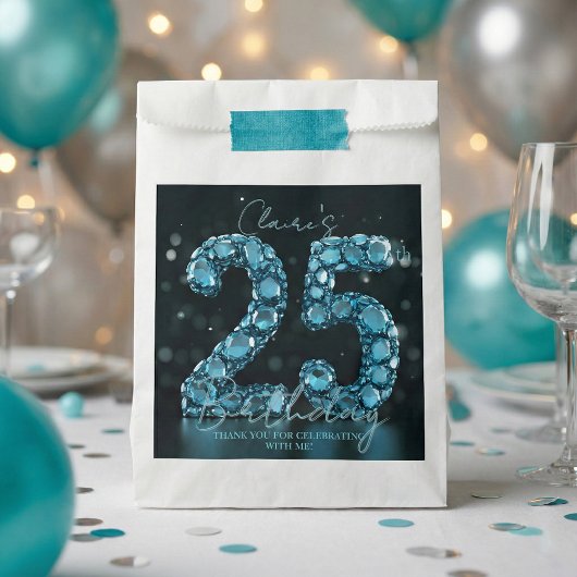 Luxury Glam Teal Blue 3D Bubble Gems 25th Birthday Geschenktütchen