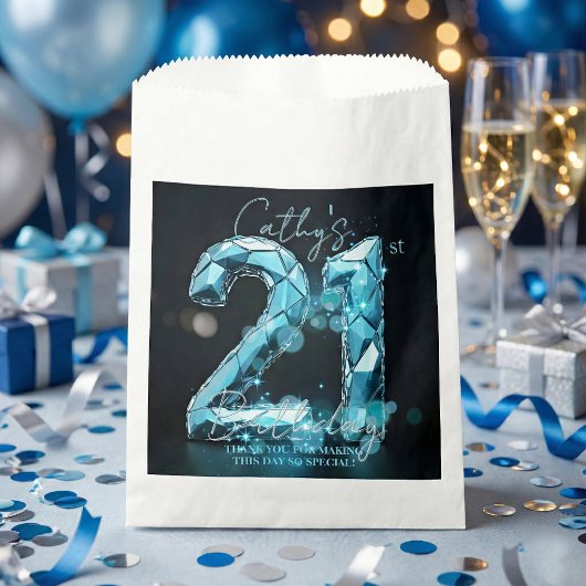 Luxury Glam Teal Blue Crystal 21st Birthday Party Geschenktütchen