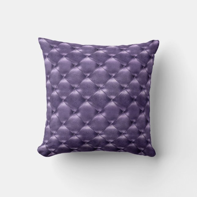 Luxury Glam Tufted Leather Opulent Amethyst Lila Kissen (Vorderseite)