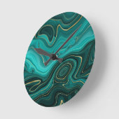 Luxury Glam Turquoise Abstract Pattern Runde Wanduhr (Winkel)