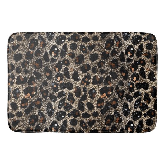 Luxury Glitter Brown Black Gold Leopard Pattern Badematte (Vorderseite)