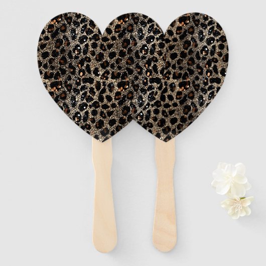 Luxury Glitter Brown Black Gold Leopard Pattern Fächer (Vorne und Hinten)