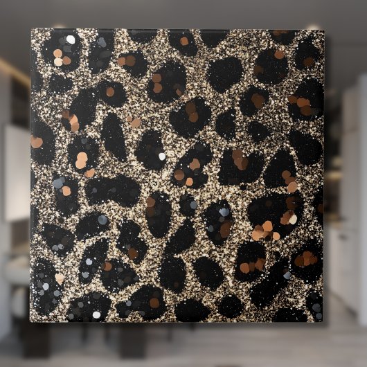Luxury Glitter Brown Black Gold Leopard Pattern Fliese