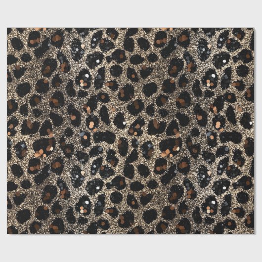 Luxury Glitter Brown Black Gold Leopard Pattern Geschenkpapier (Flach)