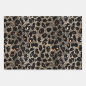 Luxury Glitter Brown Black Gold Leopard Pattern Geschenkpapier Set (Vorderseite 3)