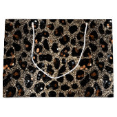 Luxury Glitter Brown Black Gold Leopard Pattern Große Geschenktüte (Vorderseite)