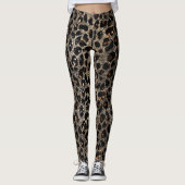 Luxury Glitter Brown Black Gold Leopard Pattern Leggings (Vorderseite)