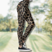Luxury Glitter Brown Black Gold Leopard Pattern Leggings