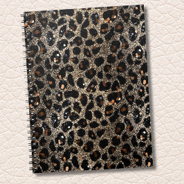 Luxury Glitter Brown Black Gold Leopard Pattern Notizblock