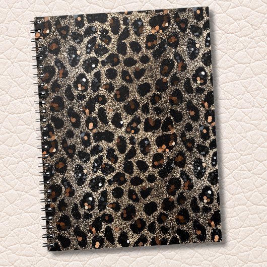 Luxury Glitter Brown Black Gold Leopard Pattern Notizblock