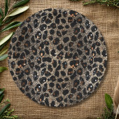 Luxury Glitter Brown Black Gold Leopard Pattern Pappteller