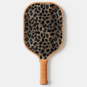Luxury Glitter Brown Black Gold Leopard Pattern Pickleball Schläger (Vorderseite)