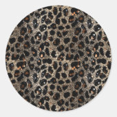 Luxury Glitter Brown Black Gold Leopard Pattern Runder Aufkleber (Vorderseite)