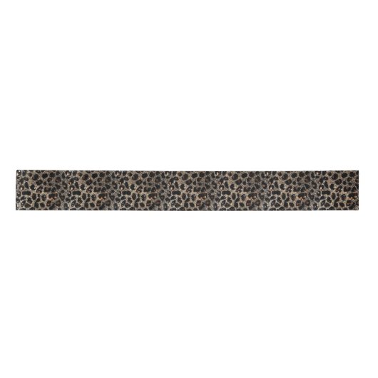 Luxury Glitter Brown Black Gold Leopard Pattern Satinband (Vorderseite)