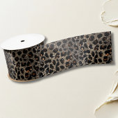 Luxury Glitter Brown Black Gold Leopard Pattern Satinband
