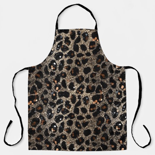 Luxury Glitter Brown Black Gold Leopard Pattern Schürze (Vorderseite)