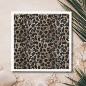 Luxury Glitter Brown Black Gold Leopard Pattern Serviette