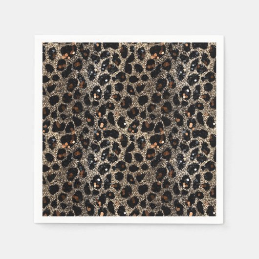 Luxury Glitter Brown Black Gold Leopard Pattern Serviette (Vorderseite)