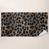 Luxury Glitter Brown Black Gold Leopard Pattern Strandtuch (Vorderseite)