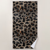 Luxury Glitter Brown Black Gold Leopard Pattern Strandtuch (Vorderseite)