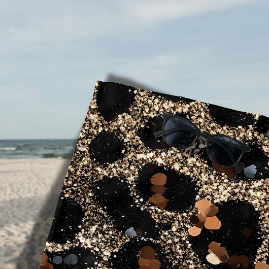 Luxury Glitter Brown Black Gold Leopard Pattern Strandtuch