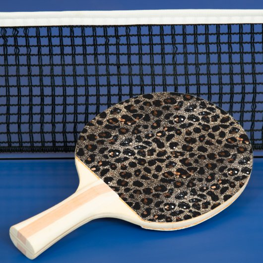 Luxury Glitter Brown Black Gold Leopard Pattern Tischtennis Schläger (InSitu)