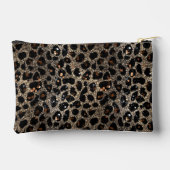 Luxury Glitter Brown Black Gold Leopard Pattern Zubehörtasche (Rückseite)