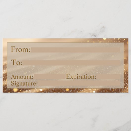 Luxury Glitter Gold Abstract Gift Certificate Hinweiskarte (Rückseite)