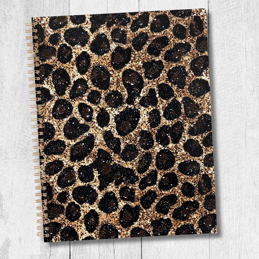 Luxury Glitter Gold Brown Black Leopard Pattern Planer