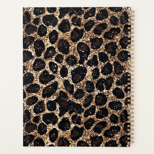 Luxury Glitter Gold Brown Black Leopard Pattern Planer (Rückseite)